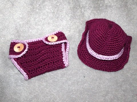 Häkelnanleitung Set Cowboyhut und Windelhöschen fürs 1. Fotoshooting