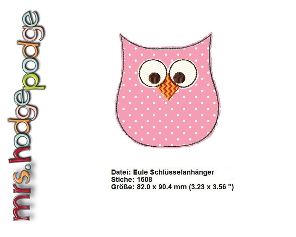 Stickdatei Ith Schlüsselanhänger Eule - Bild 3