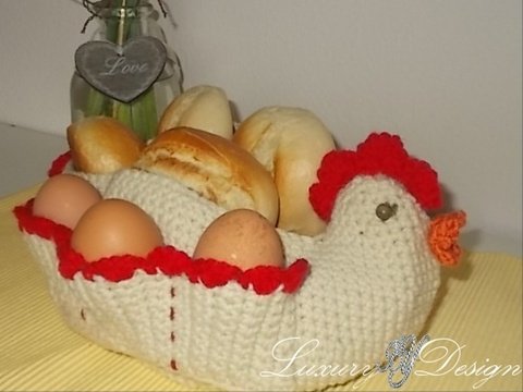 Häkelanleitung Osterkorb/Brotkorb Huhn Osterdekoration No1