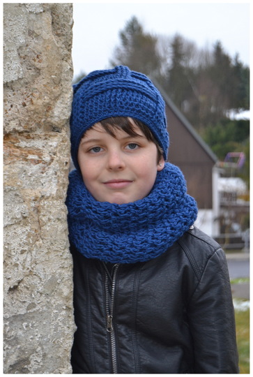 - JASON - Mütze und Loop im Set, Mütze in toller Flechtoptik, für 50-54 cm Kopfumfang, Loop alle Größen