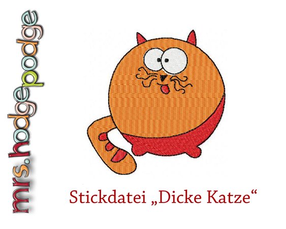 Stickdatei Dicke Katze / fat cat
