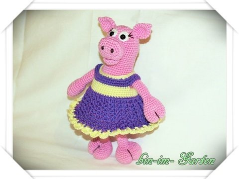 Schweinchen mit Kleid - Häkelanleitung Pdf