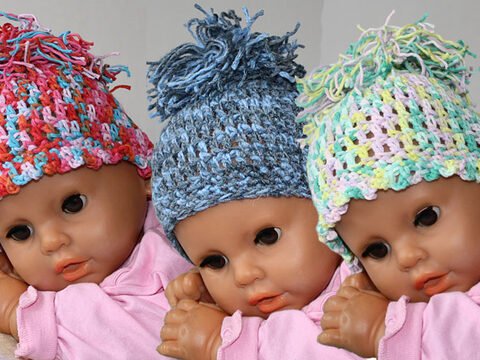 Baby Mütze mit großem Puschel