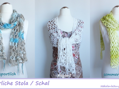 "Adelle" sommerliches Häkeltuch / Stola / Schal / Netzstola 