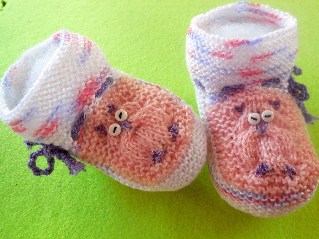 Babyschuhe - Eulen - Strickanleitung
