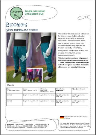 Bloomers, sizes 110/116 and 122/128