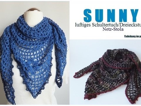 "Sunny" luftiges Häkeltuch / Dreieckstuch / Netzstola