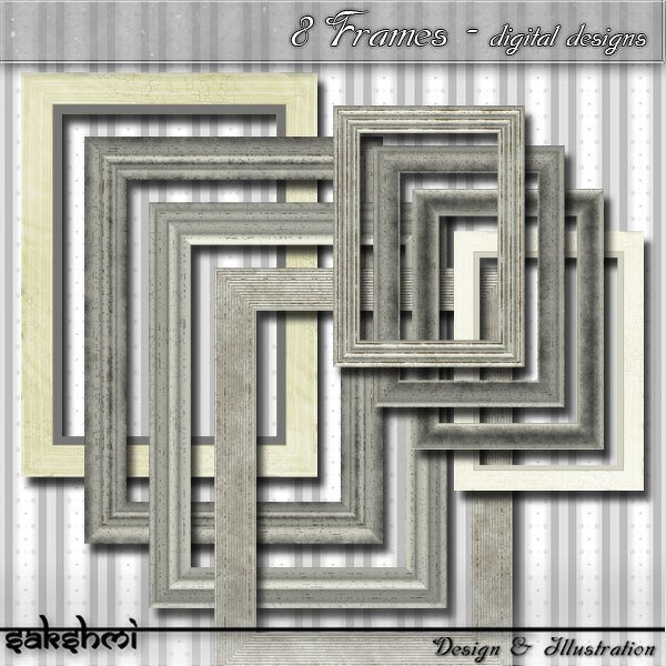 8 Holzrahmen - Shabby Chic - für digitale Fotos