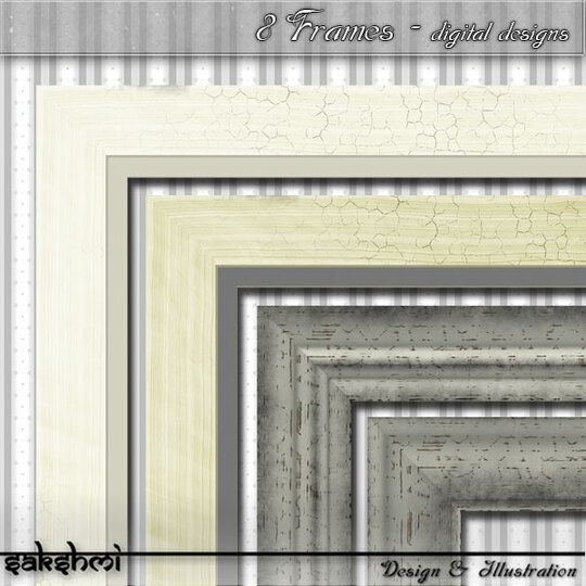 8 wood frames, shabby chic, digital