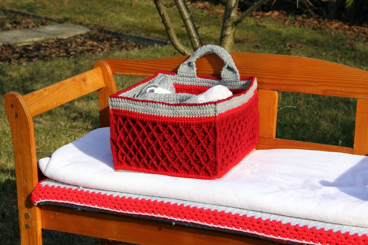 Viereckiger Korb mit Gittermuster - Häkelanleitung - Bild 2