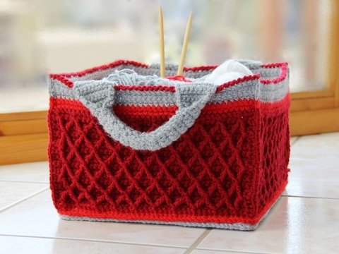 Viereckiger Korb mit Gittermuster - Häkelanleitung