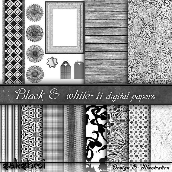 Digital Paper, backgrounds black &amp; white