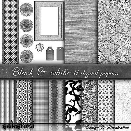 Digital Paper, backgrounds black & white