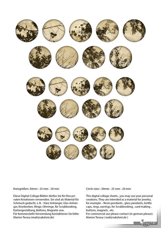 Vintage leaves – Digital Design - 9 Buttons print. - Image 2