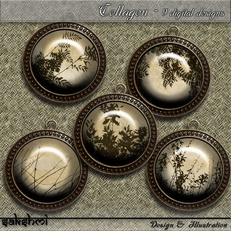 Vintage leaves – Digital Design - 9 Buttons print.