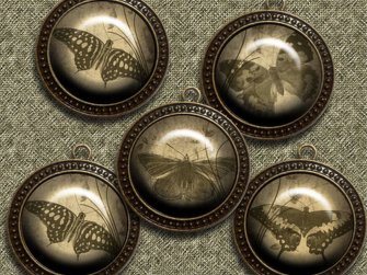 Vintage Schmetterling – Digital Design - 9 Buttons zum Ausdrucken - Bild 4