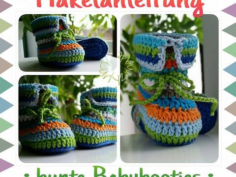 Anleitung für bunte Babybooties - Häkelschühchen - perfekt für Wollreste 