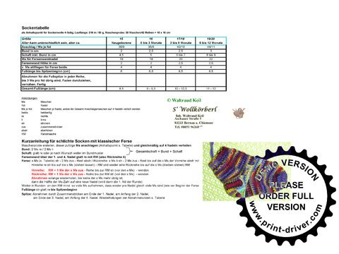 Gratis Babysockentabelle für 4-fädiges Sockengarn