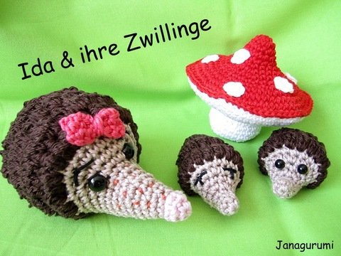 Igel Ida & ihre Babys Häkelanleitung