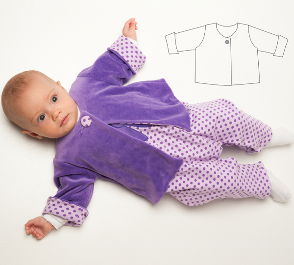 Babyjacke Schnittmuster FILIPPA – gefütterte Wickeljacke 50/56–98/104