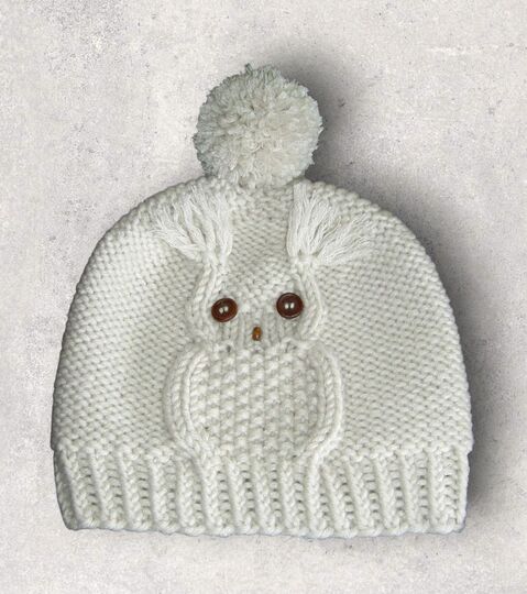 Strickanleitung Eulenmütze, Mütze mit Eulen-Motiv, Ku 50 - 56, #004