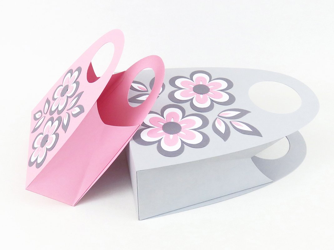 Geschenktasche in Grau oder Rosa – Bastelanleitung und Vorlagen - Bild 3