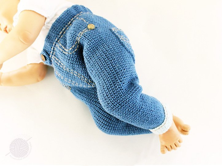 Jeans trousers for babies/toddlers in knitted look, size 0 m- 3 y.