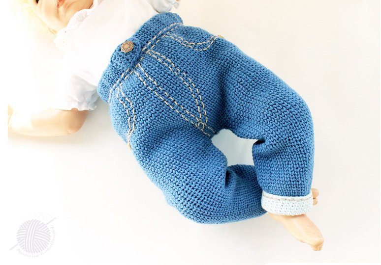 Jeans trousers for babies/toddlers in knitted look, size 0 m- 3 y.