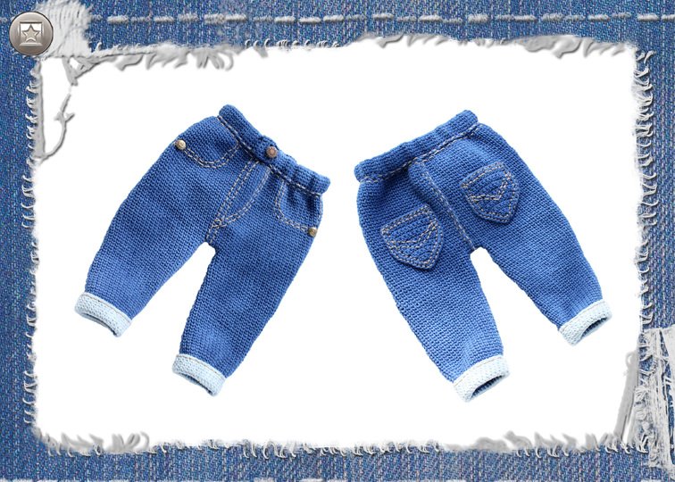 Jeans trousers for babies/toddlers in knitted look, size 0 m- 3 y.