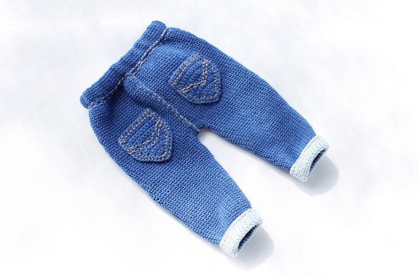 Jeans trousers for babies/toddlers in knitted look, size 0 m- 3 y.