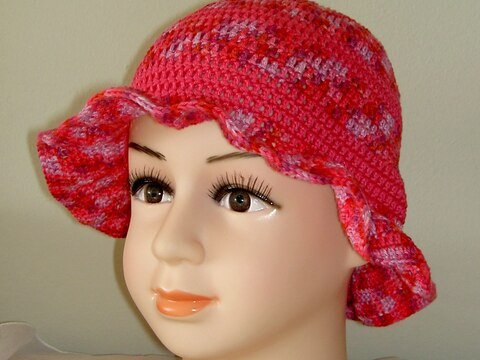 Häkelanleitung Kinder - Sommer-Hut  Ku 46 - 50 cm  #007