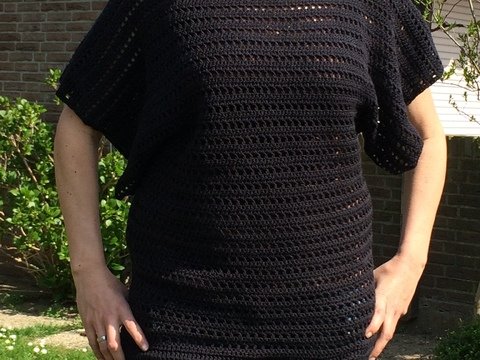 PDF-Häkelanleitung Ärmeloser Lochpulli Pulli Gr. S M L Xl