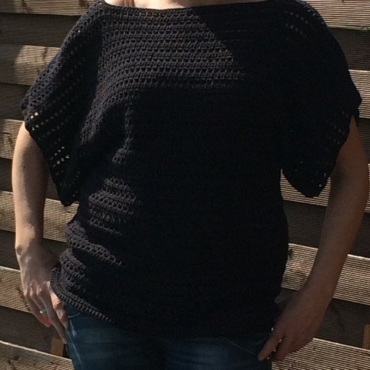 PDF-Häkelanleitung Ärmeloser Lochpulli Pulli Gr. S M L Xl