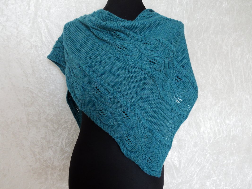 Strickanleitung Tuch Minas Tirith - Dreieckstuch mit Blätterranke - Bild 7