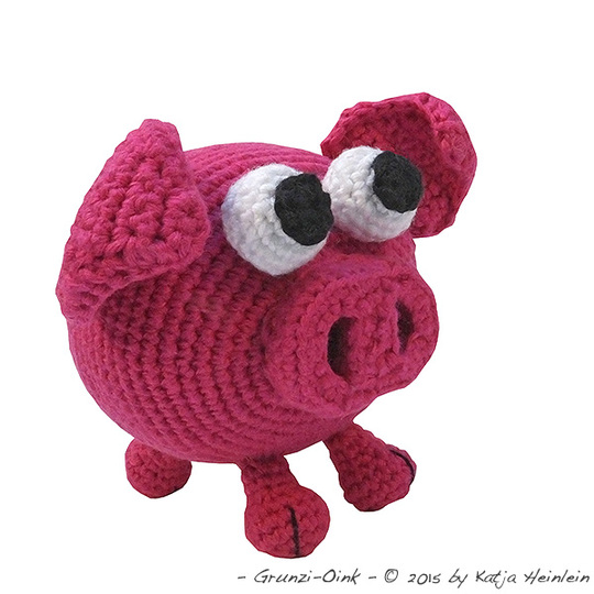 Glotzi Schwein PDF Häkelanleitung by Katja Heinlein Spielzeug anleitung amigurumi schwein sau wildsau eber bauernhof tiere grunz pink rosa