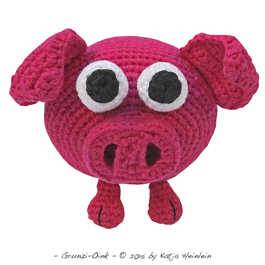 Glotzi Schwein PDF Häkelanleitung by Katja Heinlein Spielzeug anleitung amigurumi schwein sau wildsau eber bauernhof tiere grunz pink rosa
