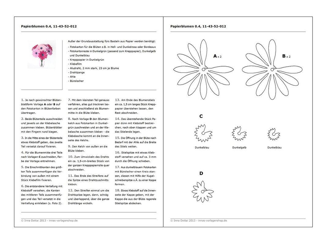 Papierblumen – Kapkörbchen – Bastelvorlagen mit Anleitung - Bild 3