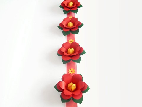 Blumengirlande in Rot – Bastelvorlagen mit Anleitung