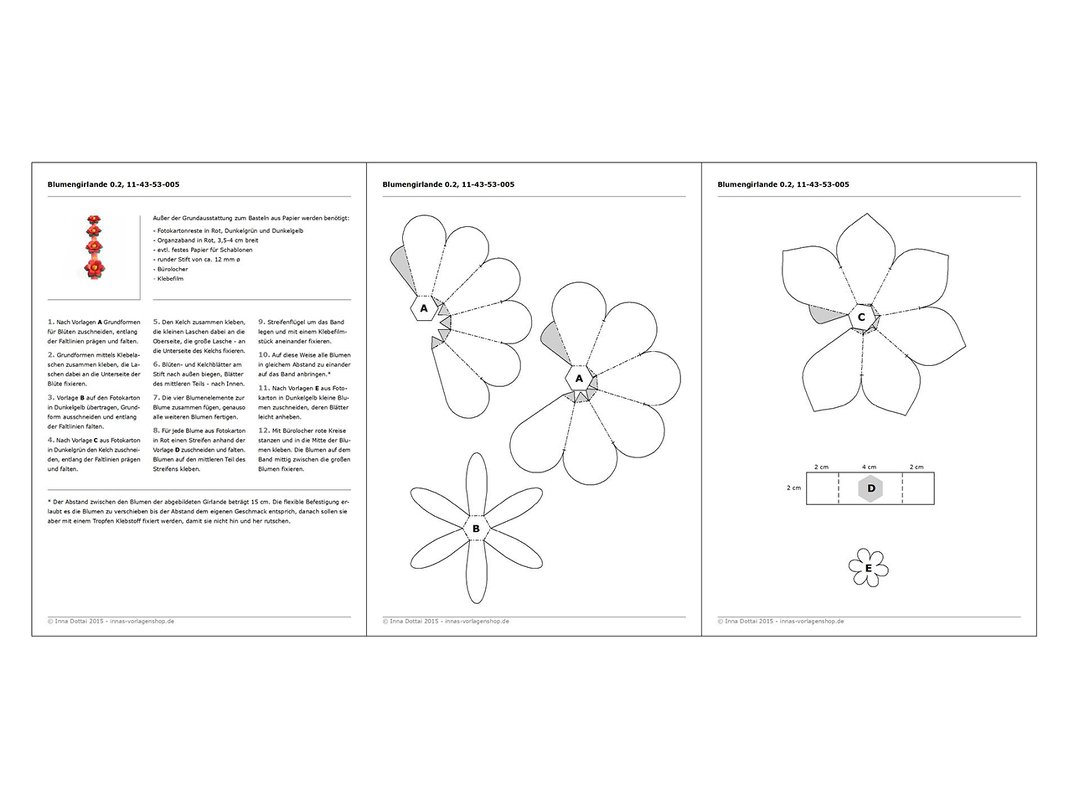 Blumengirlande in Rot – Bastelvorlagen mit Anleitung - Bild 3