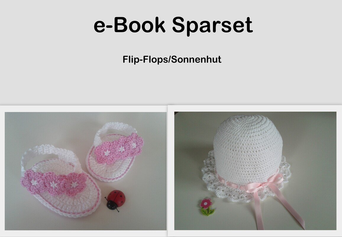 Häkelanleitung Sparset Nr.13 Flipflops / Sonnenhut