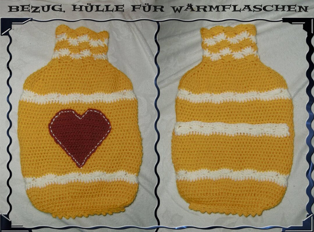 Wärmflaschen Bezug – Hülle Herz, Häkelanleitung - Bild 2