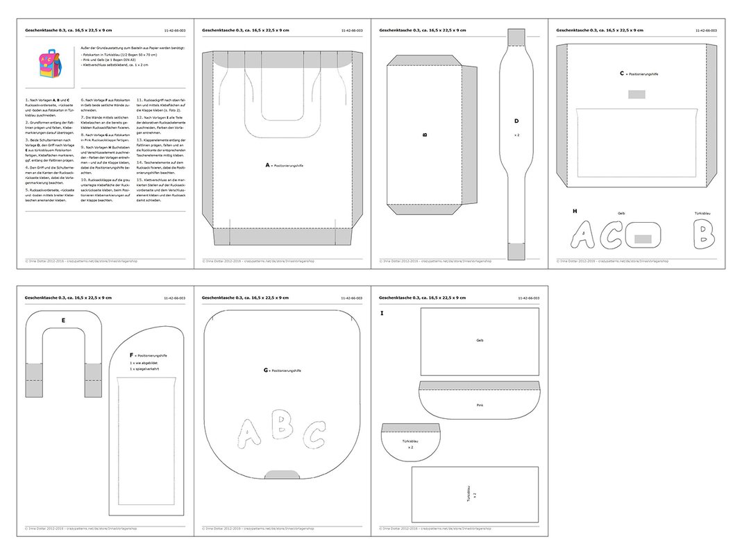 Geschenktasche – Bunter Schulranzen – Bastelvorlagen mit Anleitung - Bild 4