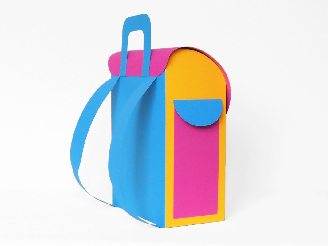 Geschenktasche – Bunter Schulranzen – Bastelvorlagen mit Anleitung