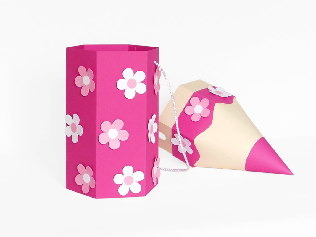 Geschenktasche  – Buntstift in Pink  – Bastelvorlagen und Anleitung - Bild 5