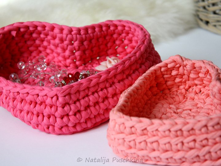 K&ouml;rbchen f&uuml;r Kleinkram 'Herz' aus Stoffgarn 