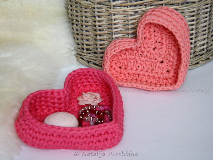 K&ouml;rbchen f&uuml;r Kleinkram 'Herz' aus Stoffgarn 