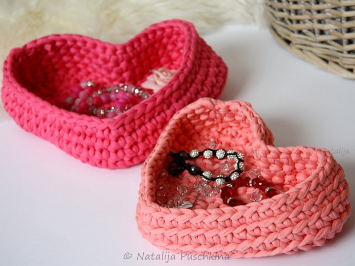 K&ouml;rbchen f&uuml;r Kleinkram 'Herz' aus Stoffgarn 