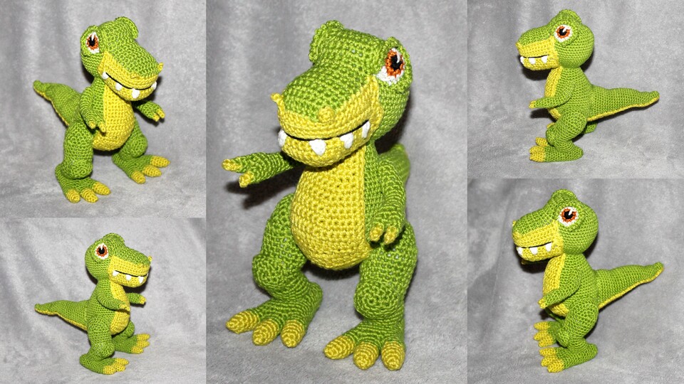 T-Rex Häkelanleitung – Amigurumi Dinosaurier, Deutsch & Englisch