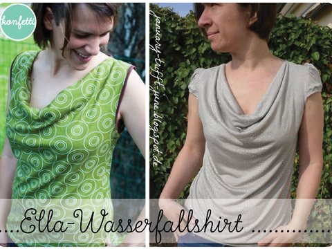 Ella - Wasserfallshirt Nähanleitung und Schnitt Gr. 34-48
