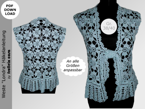 Häkelanleitung Weste "Londra" Gr. 38/40"